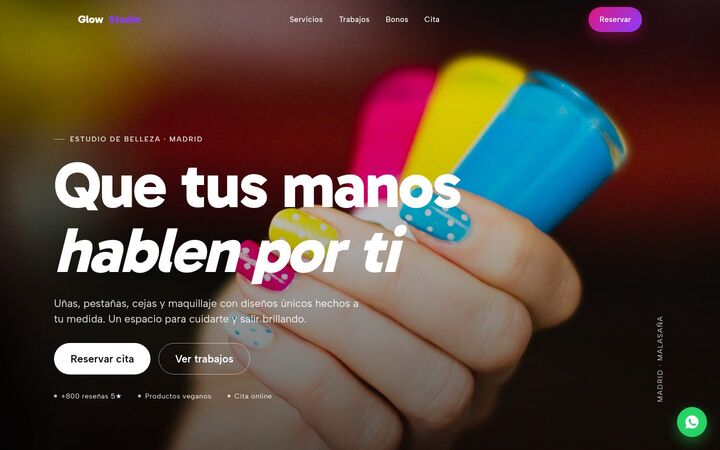 Web de ejemplo de un centro de estética: tratamientos con precio y bonos
